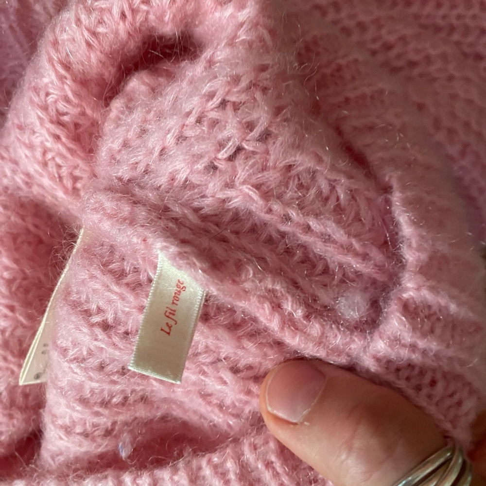 Sezane Cozy mohair blend Pink Chunky Knit Sweater - Picture 4 of 6